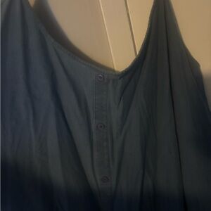 Ashley Stewart Blue Sleeveless Button-Down Dress